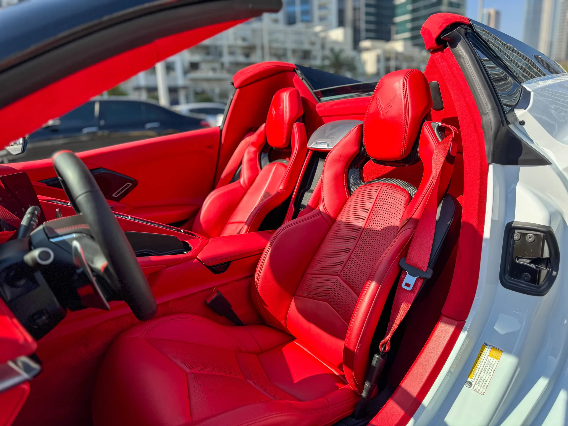 Corvette C8 White Auto Roof interior